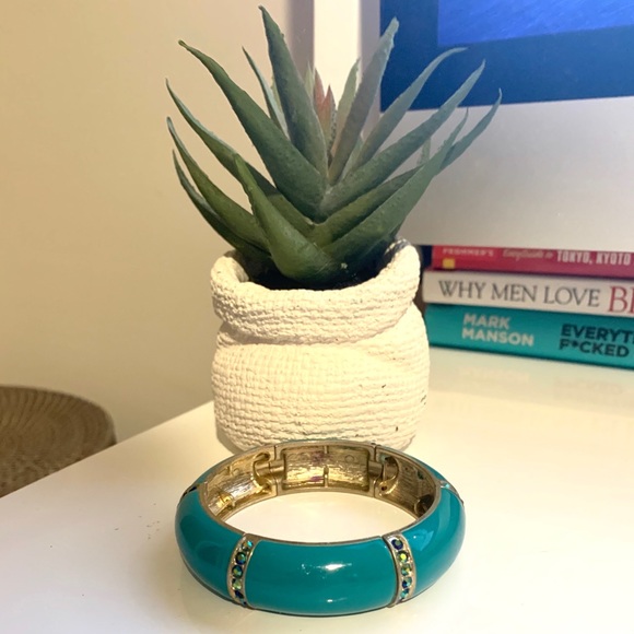 Vintage Blue Jeweled Bangle - Picture 3 of 7